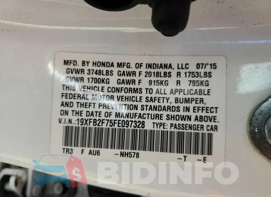 19XFB2F75FE097328 Photo# 13