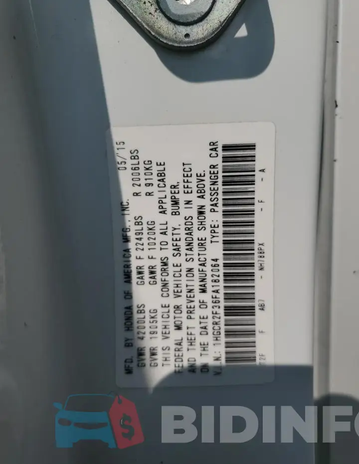 1HGCR2F36FA182064 Photo# 12