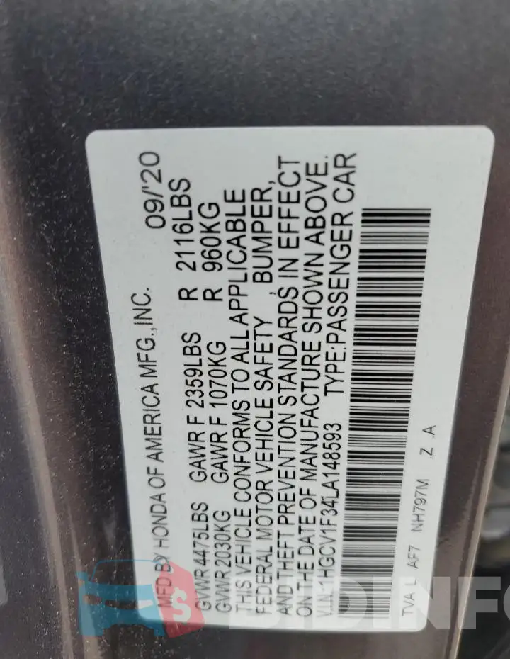 1HGCV1F34LA148593 Photo# 13