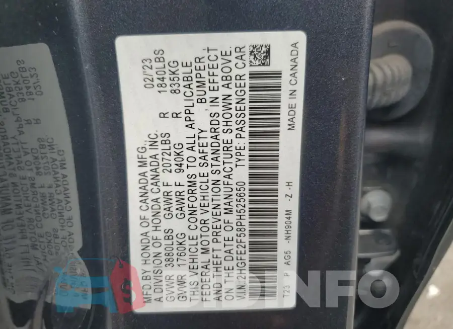 2HGFE2F58PH525650 Photo# 12