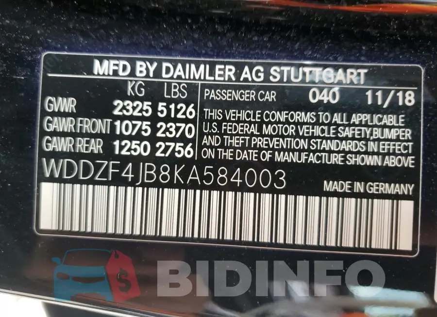 WDDZF4JB8KA584003 Photo# 13