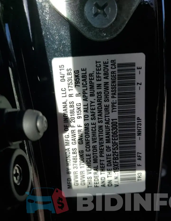 19XFB2F53FE063001 Photo# 12