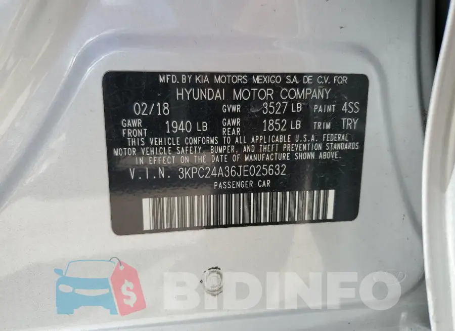 3KPC24A36JE025632 Photo# 12
