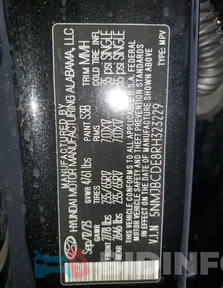 5NMJBCDE8RH323229 Photo# 14