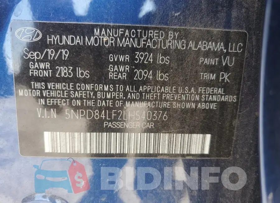 5NPD84LF2LH540376 Photo# 13