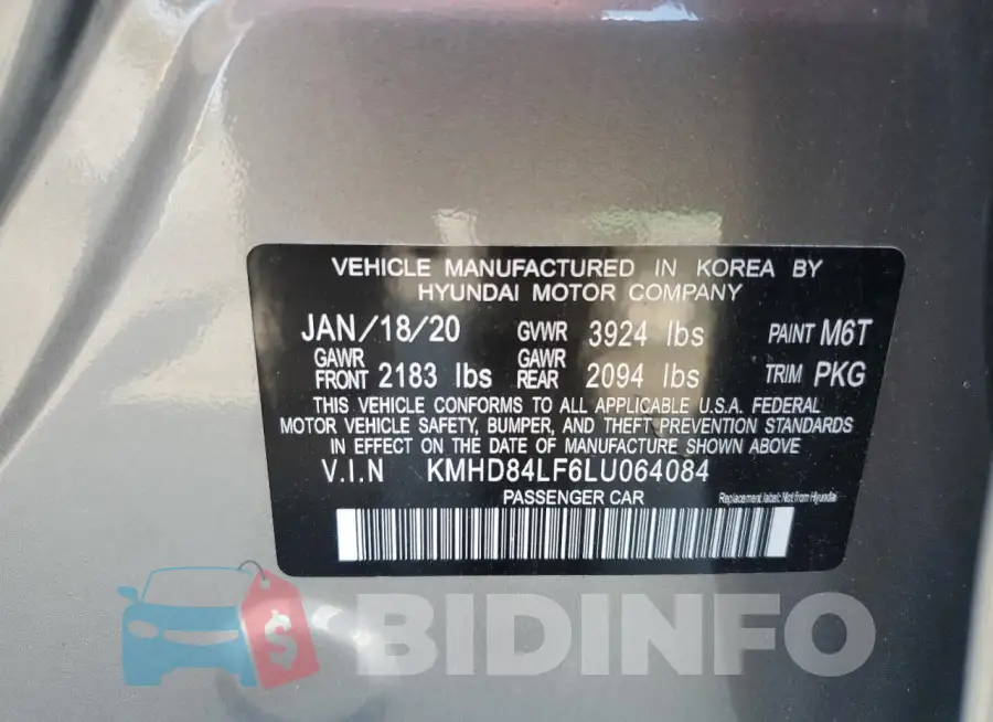 KMHD84LF6LU064084 Photo# 12