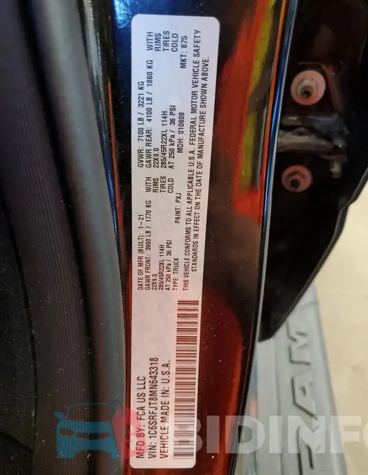1C6SRFJT8MN643318 Photo# 13