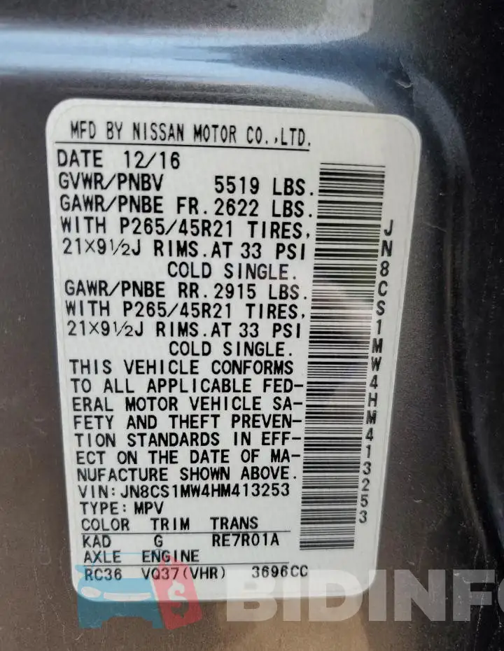 JN8CS1MW4HM413253 Photo# 12