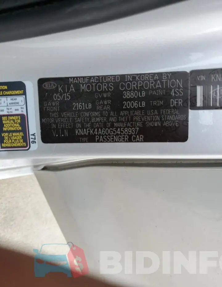 KNAFK4A60G5458937 Photo# 12