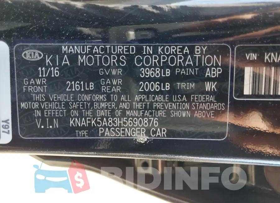 KNAFK5A83H5690876 Photo# 12
