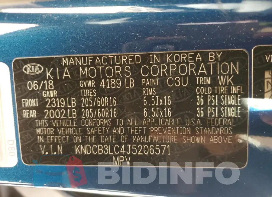 KNDCB3LC4J5206571 Photo# 12