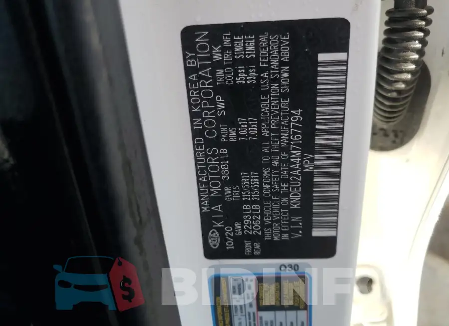 KNDEU2AA4M7167794 Photo# 14