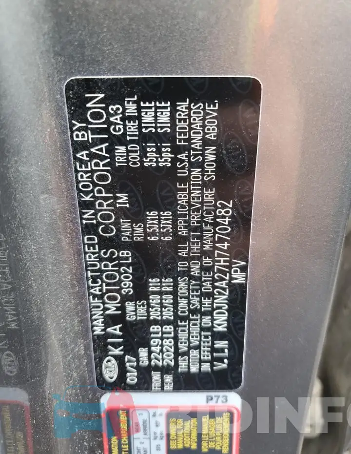 KNDJN2A27H7470482 Photo# 12