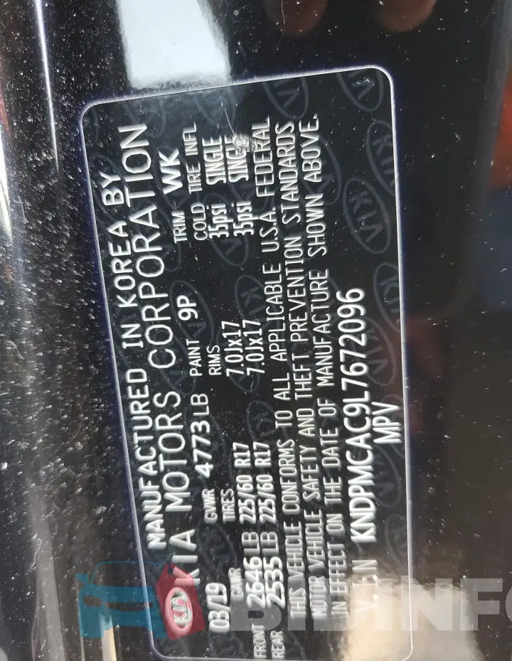 KNDPMCAC9L7672096 Photo# 13