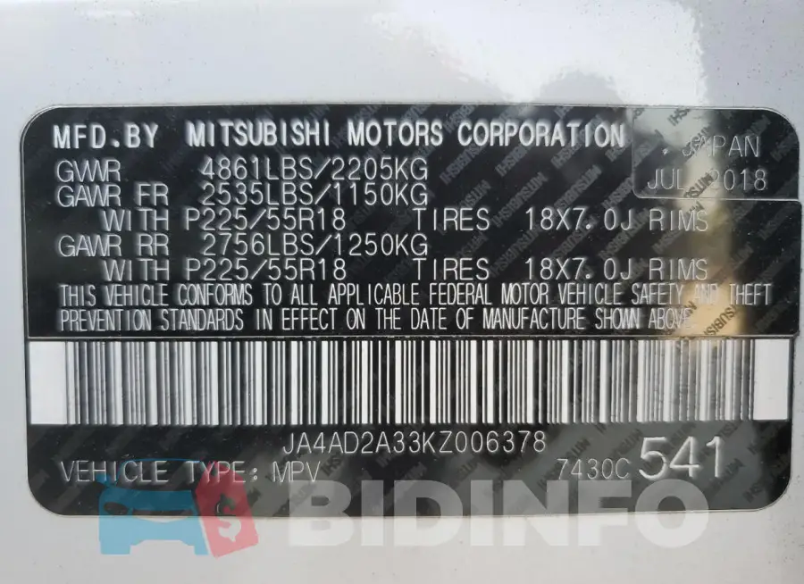 JA4AD2A33KZ006378 Photo# 14