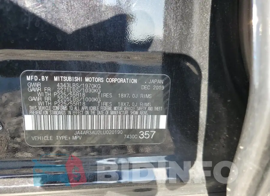 JA4AR3AU2LU020190 Photo# 14