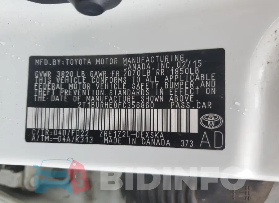 2T1BURHE8FC356860 Photo# 13
