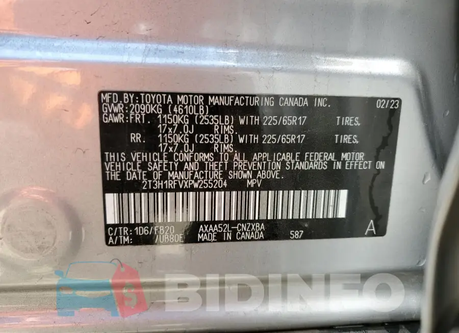 2T3H1RFVXPW255204 Photo# 14