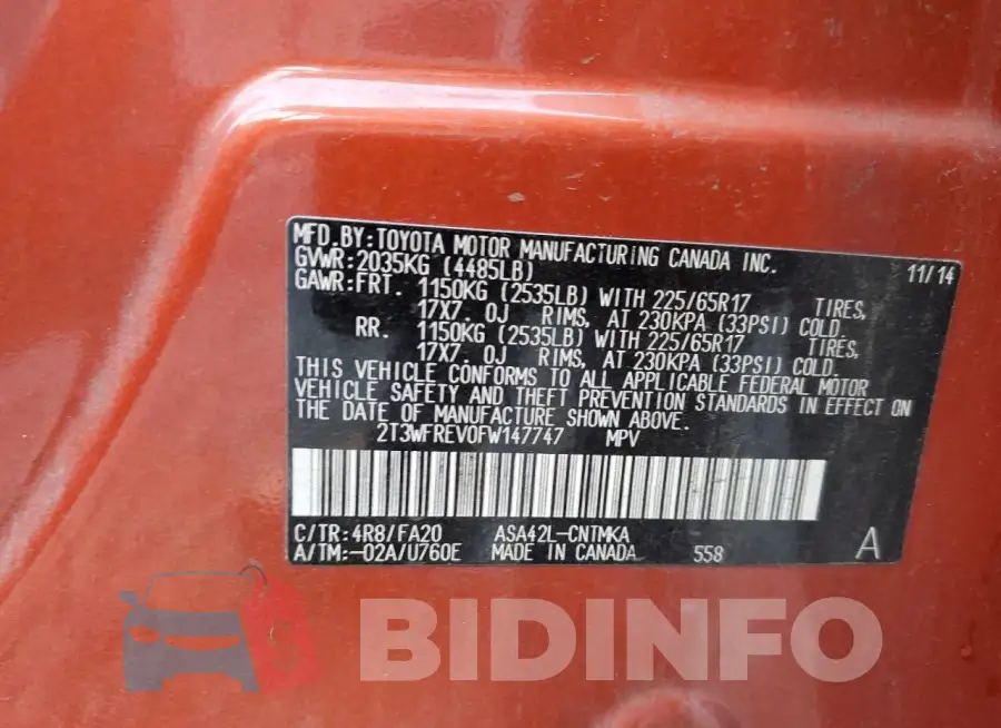 2T3WFREV0FW147747 Photo# 13
