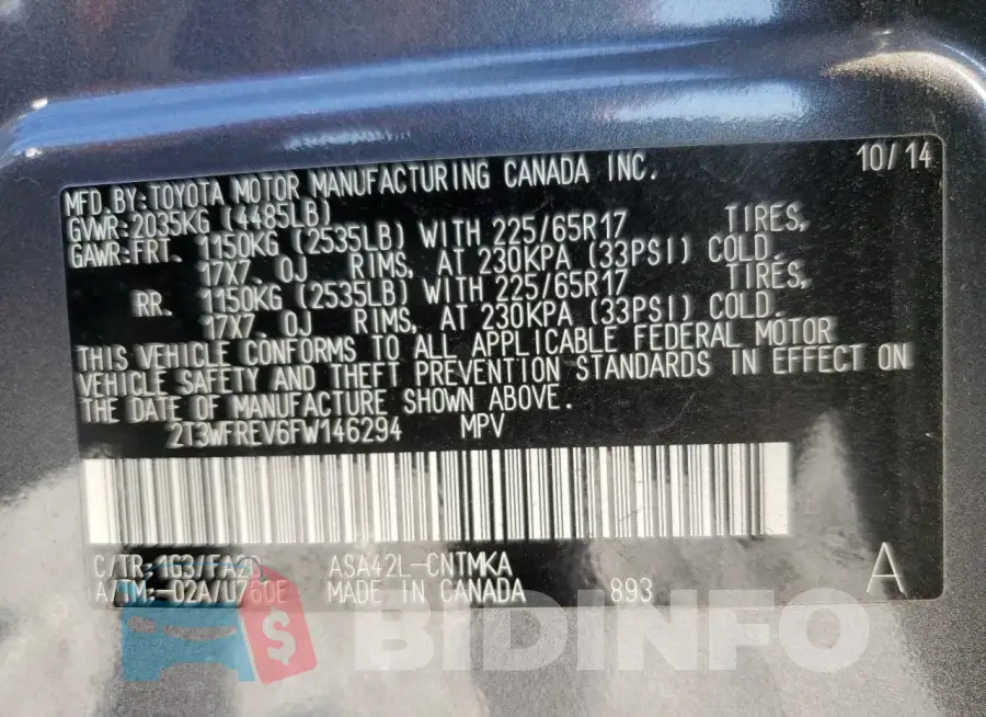2T3WFREV6FW146294 Photo# 14