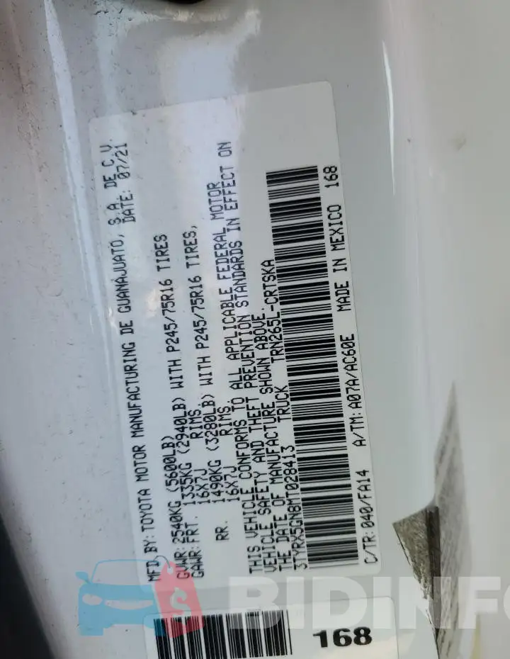 3TYRX5GN8MT028413 Photo# 14