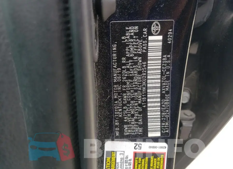 4T1B11HK3KU282546 Photo# 13