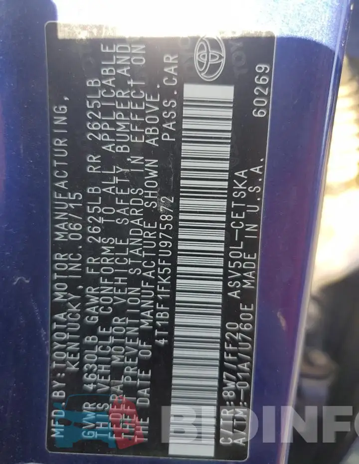 4T1BF1FK5FU975872 Photo# 13