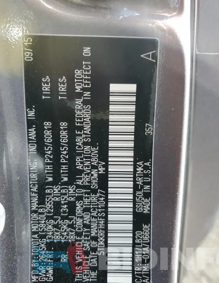 5TDKKRFH4FS110477 Photo# 13