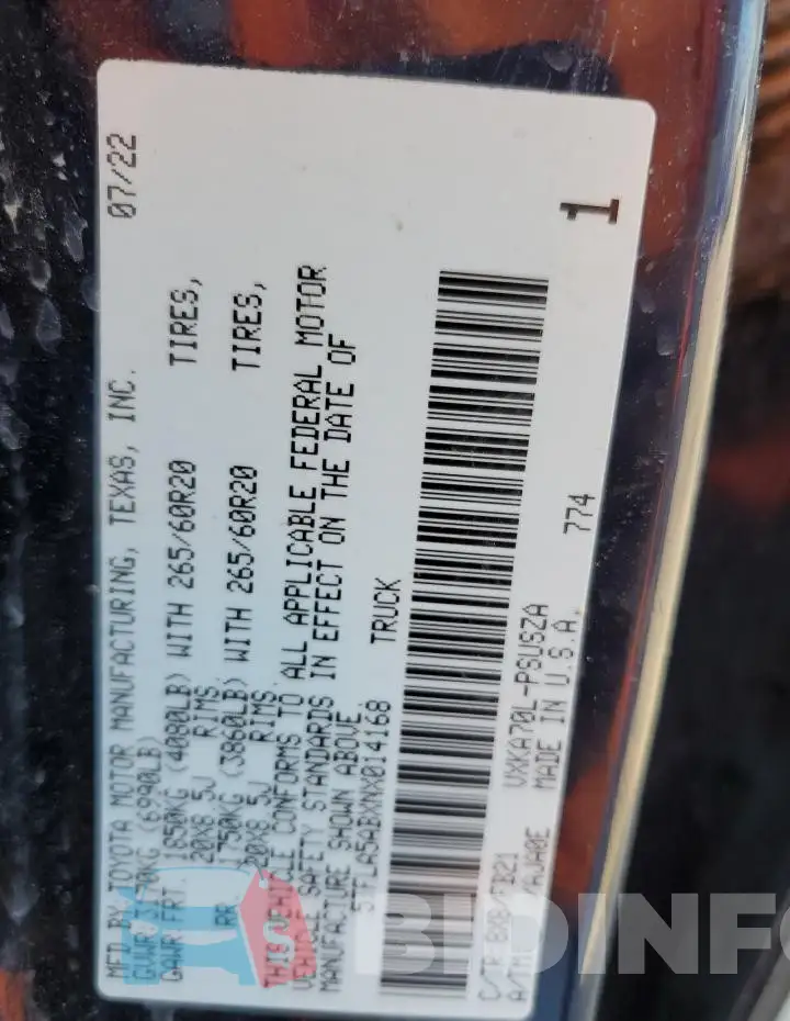 5TFLA5ABXNX014168 Photo# 12