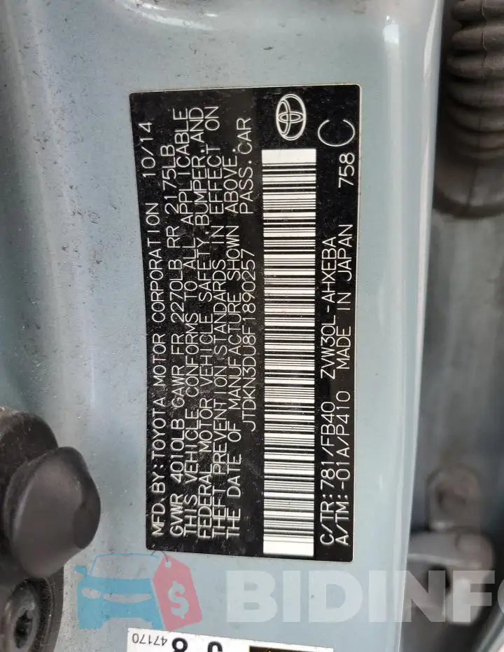 JTDKN3DU8F1890257 Photo# 12
