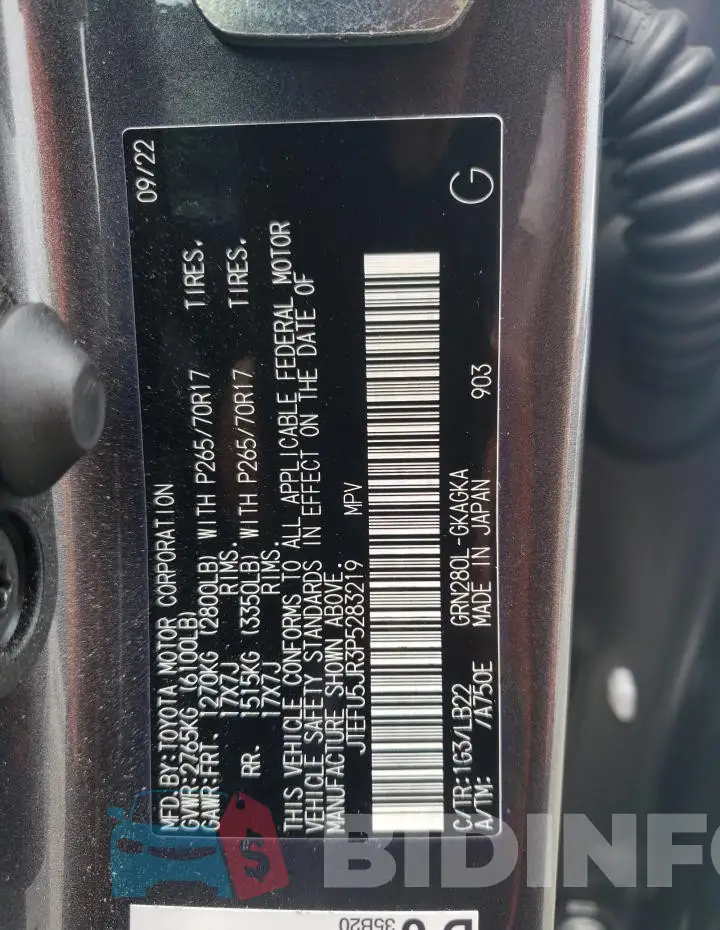 JTEFU5JR3P5283219 Photo# 13