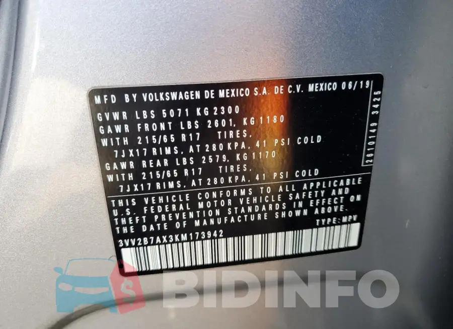 3VV2B7AX3KM173942 Photo# 13
