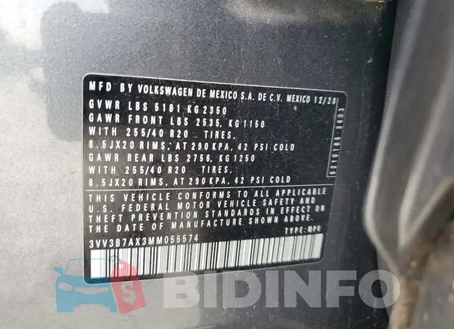 3VV3B7AX3MM055574 Photo# 13