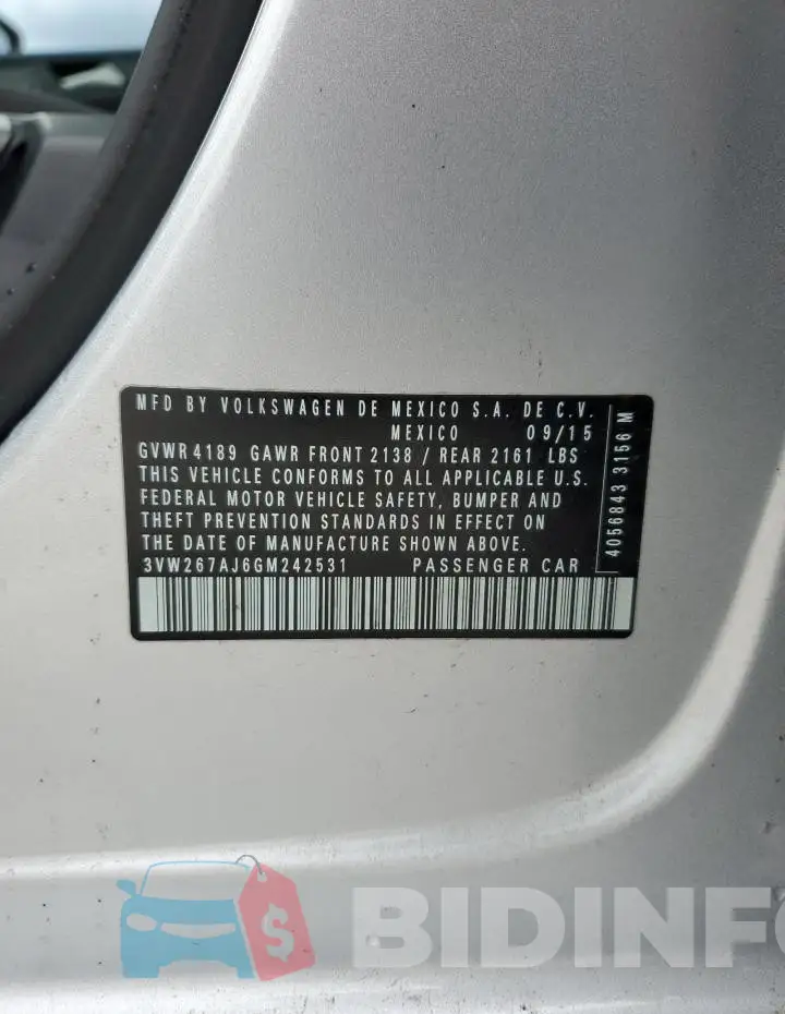 3VW267AJ6GM242531 Photo# 12