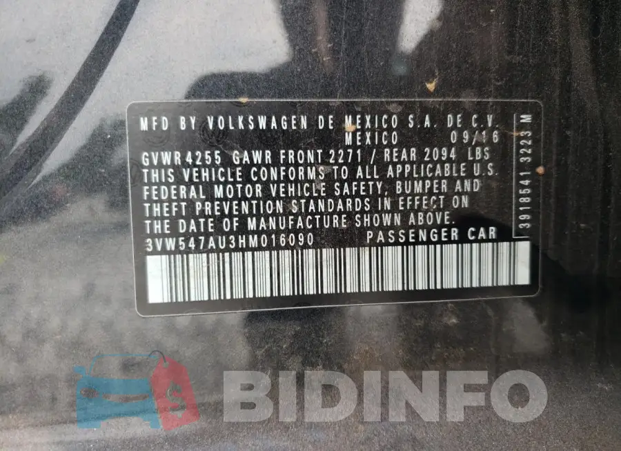 3VW547AU3HM016090 Photo# 12