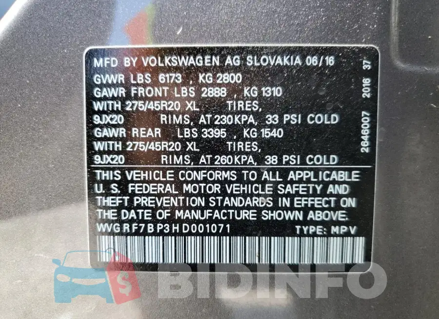 WVGRF7BP3HD001071 Photo# 13