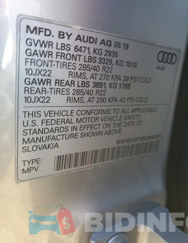 WA1EVAF18KD042001 Photo# 13