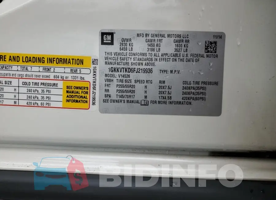 1GKKVTKD6FJ219936 Photo# 13