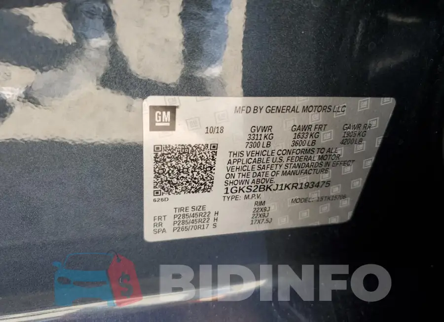 1GKS2BKJ1KR193475 Photo# 14
