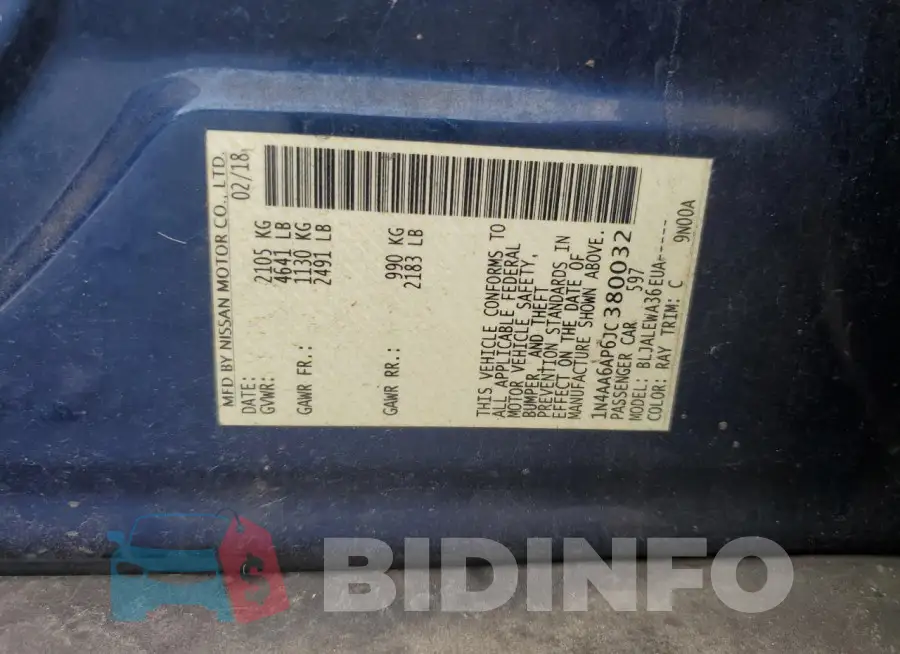 1N4AA6AP6JC380032 Photo# 12