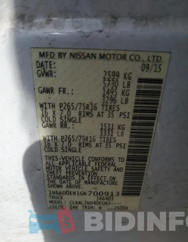 1N6AD0ER1GN700913 Photo# 12