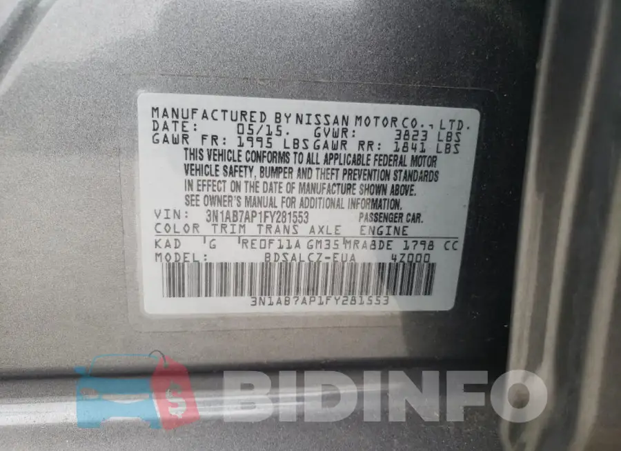 3N1AB7AP1FY281553 Photo# 13