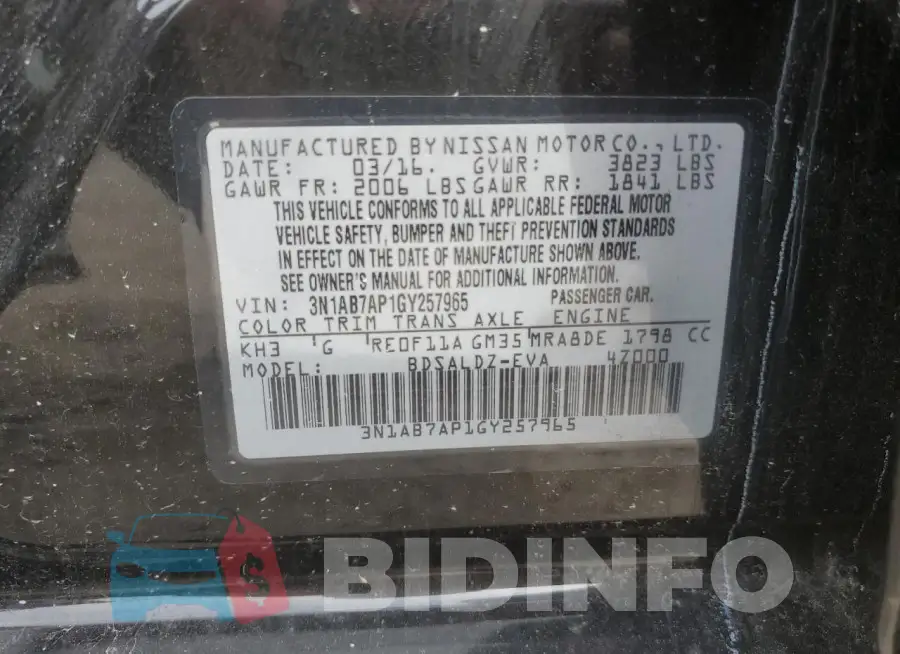 3N1AB7AP1GY257965 Photo# 13