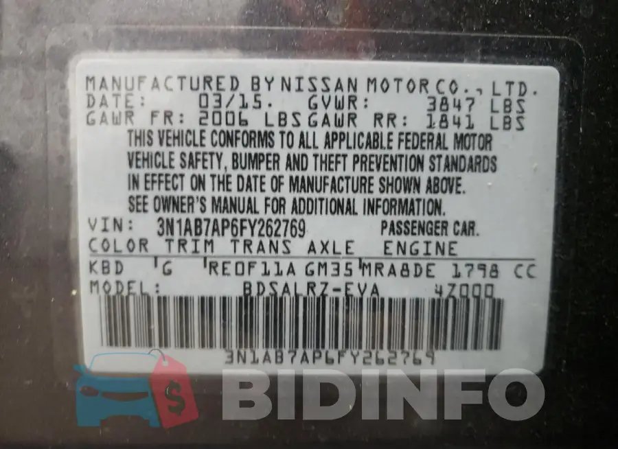 3N1AB7AP6FY262769 Photo# 12