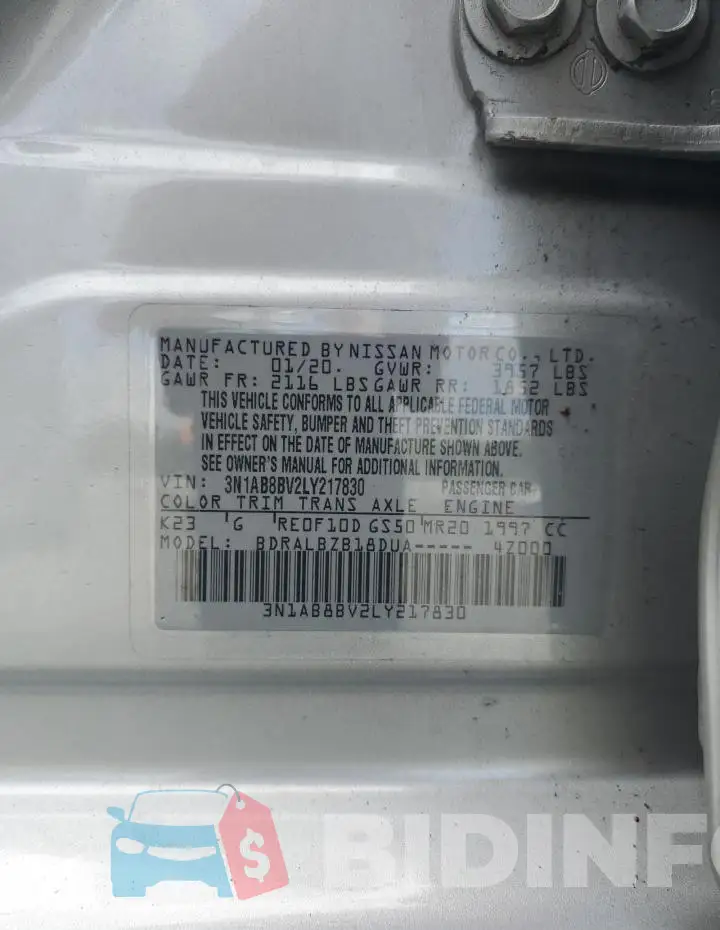 3N1AB8BV2LY217830 Photo# 13