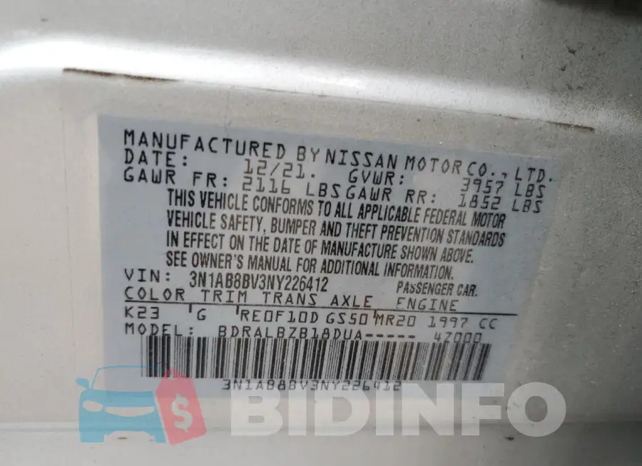 3N1AB8BV3NY226412 Photo# 13