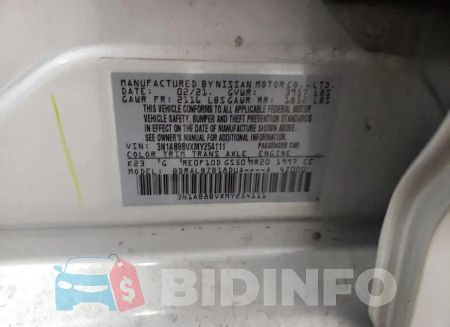 3N1AB8BVXMY254111 Photo# 12
