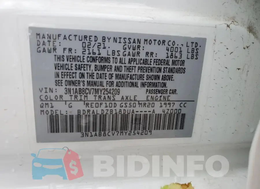 3N1AB8CV7MY254209 Photo# 12