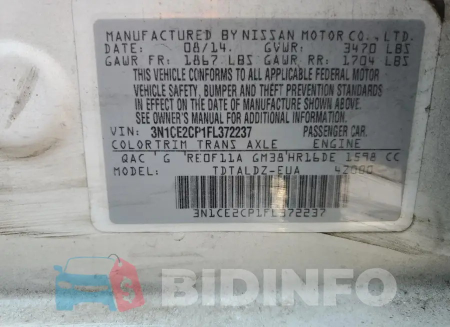 3N1CE2CP1FL372237 Photo# 12