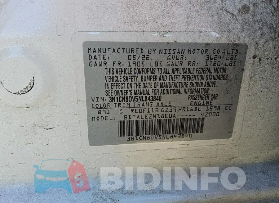 3N1CN8DV5NL843840 Photo# 13